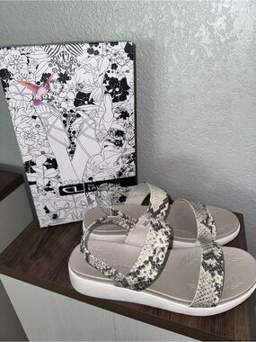 CL by Laundry Neutral Snake-Print Slip-On Sandals
